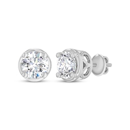Round-Cut Diamond Bezel-Look Solitaire Stud Earrings 1/2 ct tw 14K White Gold (I/I2)
