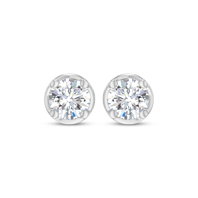 Round-Cut Diamond Bezel-Look Solitaire Stud Earrings 1/2 ct tw 14K White Gold (I/I2)