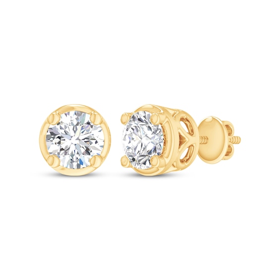 Round-Cut Diamond Bezel-Look Solitaire Stud Earrings 1/2 ct tw 14K Yellow Gold (I/I2)