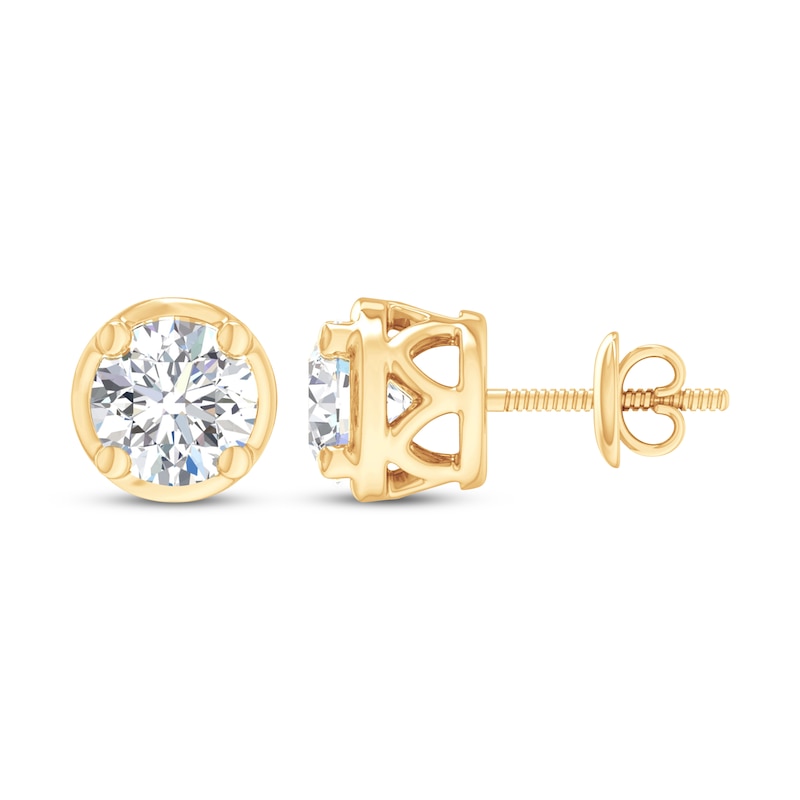 Round-Cut Diamond Bezel-Look Solitaire Stud Earrings 1/2 ct tw 14K Yellow Gold (I/I2)