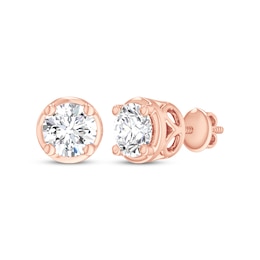 Round-Cut Diamond Bezel-Look Solitaire Stud Earrings 1/2 ct tw 14K Rose Gold (I/I2)