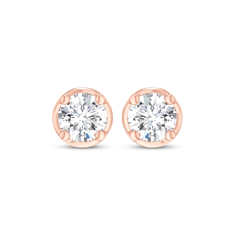 Round-Cut Diamond Bezel-Look Solitaire Stud Earrings 1/2 ct tw 14K Rose Gold (I/I2)