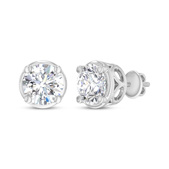 Round-Cut Diamond Bezel-Look Solitaire Stud Earrings 1 ct tw 14K White Gold (I/I2)