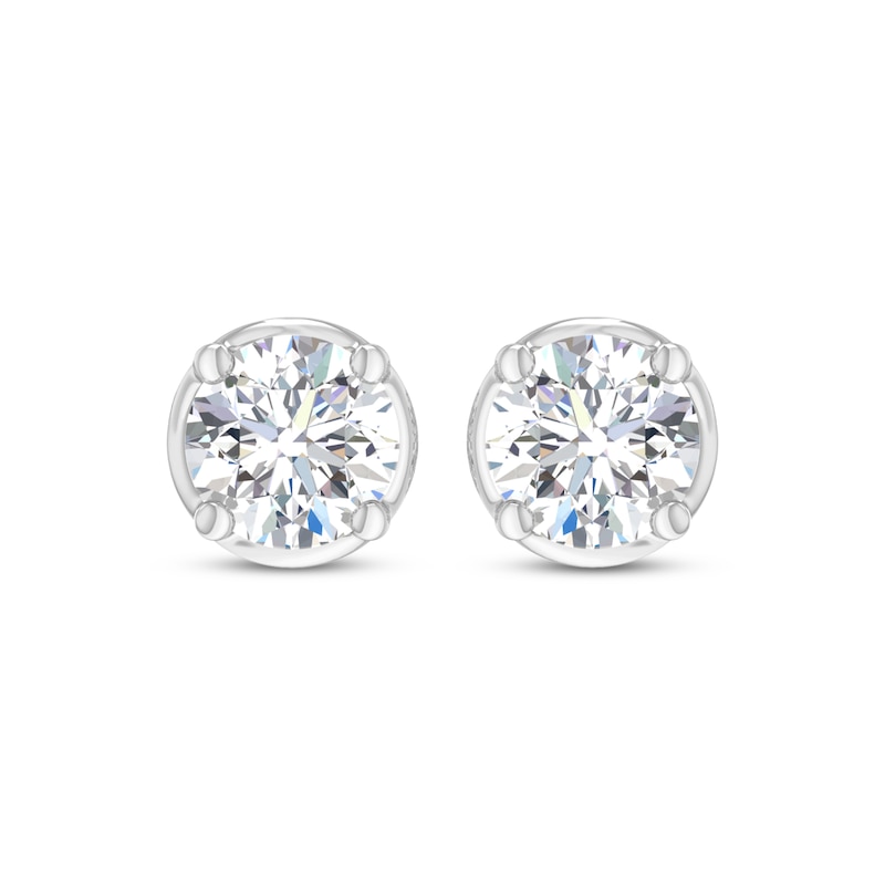 Round-Cut Diamond Bezel-Look Solitaire Stud Earrings 1 ct tw 14K White Gold (I/I2)