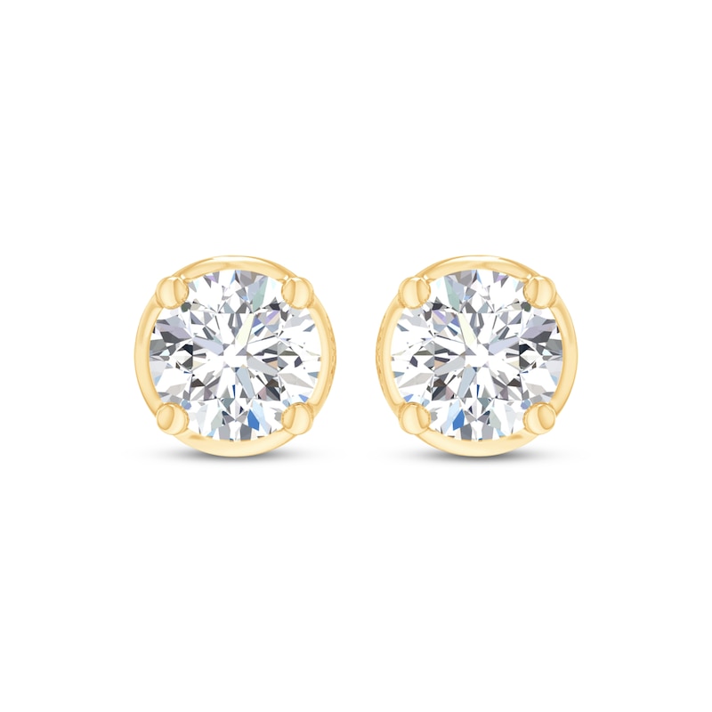 Round-Cut Diamond Bezel-Look Solitaire Stud Earrings 1 ct tw 14K Yellow Gold (I/I2)