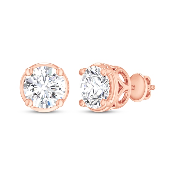 Round-Cut Diamond Bezel-Look Solitaire Stud Earrings 1 ct tw 14K Rose Gold (I/I2)