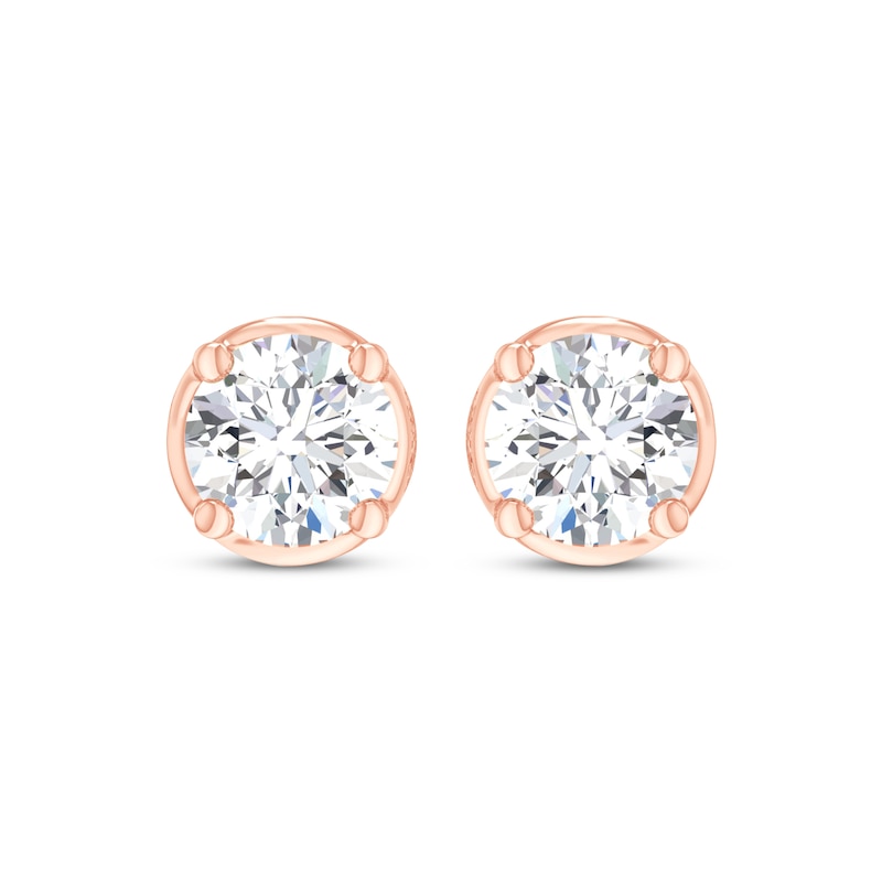 Round-Cut Diamond Bezel-Look Solitaire Stud Earrings 1 ct tw 14K Rose Gold (I/I2)
