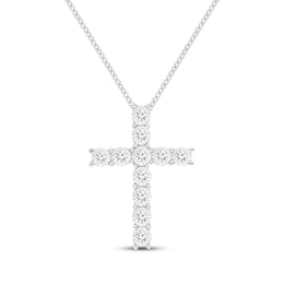 Diamond Cross Necklace 1/10 ct tw Sterling Silver 19&quot;