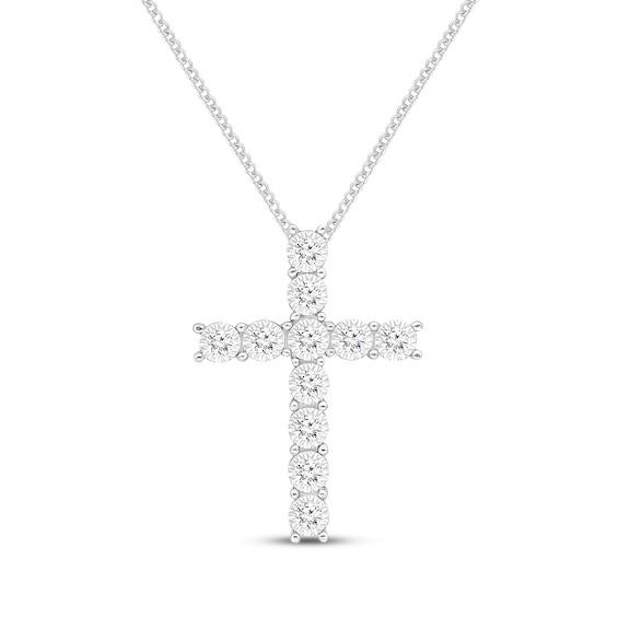 Diamond Cross Necklace 1/10 ct tw Sterling Silver 19"