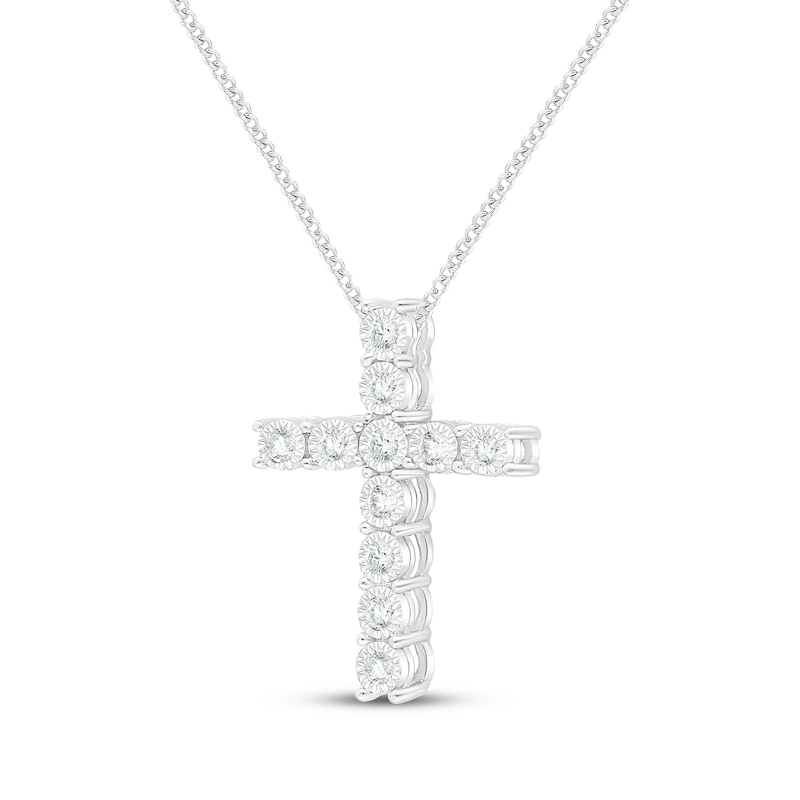 Main Image 2 of Diamond Cross Necklace 1/10 ct tw Sterling Silver 19&quot;