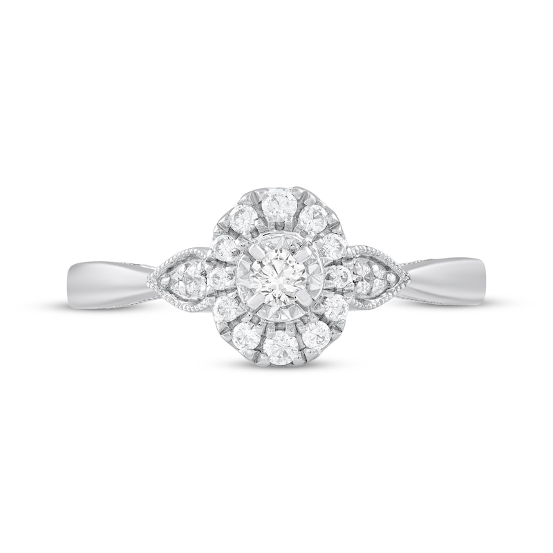 Main Image 3 of Round-Cut Diamond Halo Engagement Ring 1/4 ct tw 10K White Gold