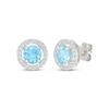 Thumbnail Image 1 of Swiss Blue Topaz & White Lab-Created Sapphire Halo Stud Earrings Sterling Silver