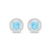 Thumbnail Image 2 of Swiss Blue Topaz & White Lab-Created Sapphire Halo Stud Earrings Sterling Silver