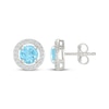 Thumbnail Image 3 of Swiss Blue Topaz & White Lab-Created Sapphire Halo Stud Earrings Sterling Silver