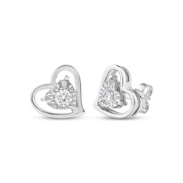 Radiant Reflections Diamond Solitaire Heart Stud Earrings 1/4 ct tw 10K White Gold (I/I3)