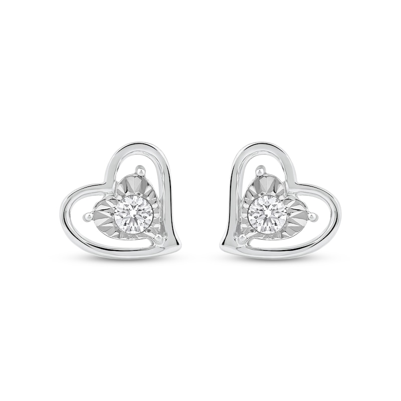 Main Image 2 of Radiant Reflections Diamond Solitaire Heart Stud Earrings 1/4 ct tw 10K White Gold (I/I3)