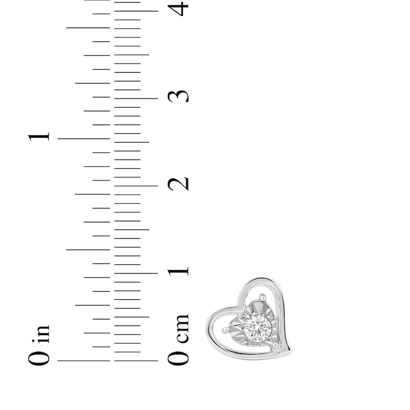 Main Image 5 of Radiant Reflections Diamond Solitaire Heart Stud Earrings 1/4 ct tw 10K White Gold (I/I3)