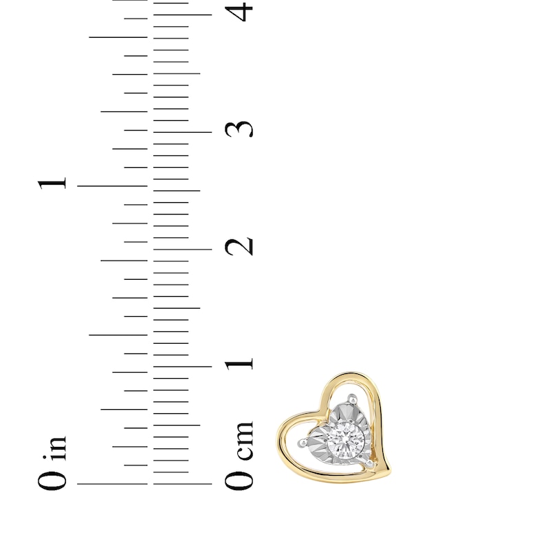 Main Image 5 of Radiant Reflections Diamond Solitaire Heart Stud Earrings 1/4 ct tw 10K Yellow Gold (I/I3)