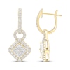 Thumbnail Image 1 of Princess-Cut Diamond Quad Doorknocker Hoop Earrings 1-1/2 ct tw 14K Yellow Gold