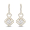 Thumbnail Image 2 of Princess-Cut Diamond Quad Doorknocker Hoop Earrings 1-1/2 ct tw 14K Yellow Gold