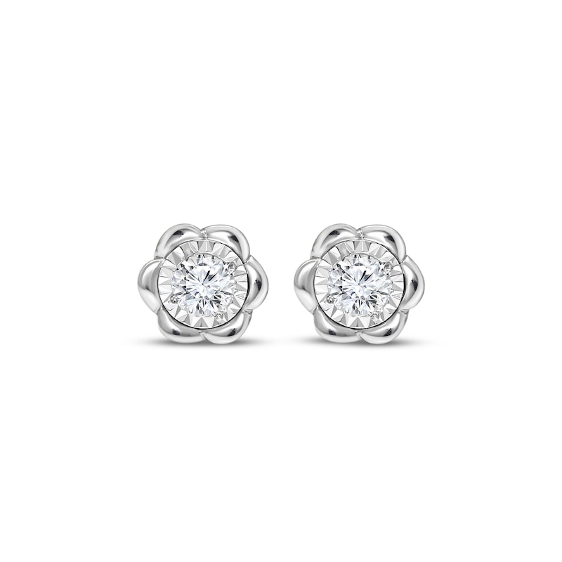 Main Image 2 of Round-Cut Diamond Solitaire Flower Earrings 1/4 ct tw 10K White Gold (J/I3)