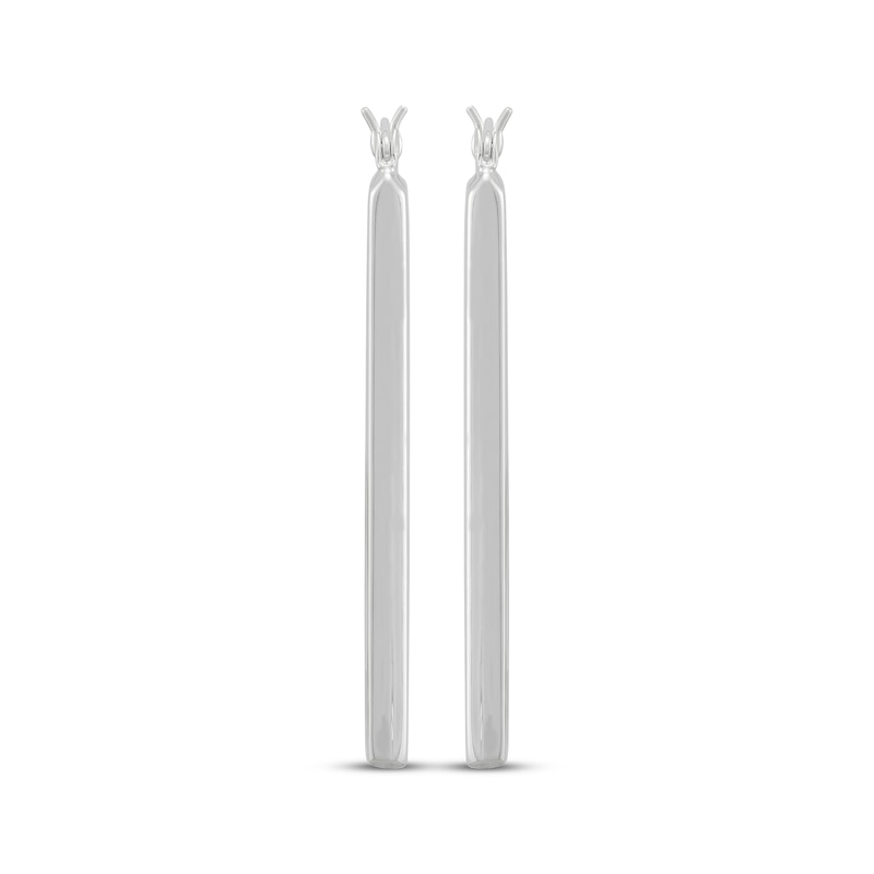 Main Image 2 of Hollow Rectangle Hoop Earrings Sterling Silver