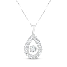 Unstoppable Love Lab-Grown Diamond Teardrop Necklace 1-1/2 ct tw 10K White Gold 18&quot;