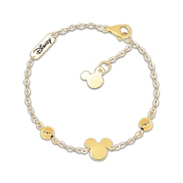 Children's Mickey Mouse Station Bracelet 14K Yellow Gold 6&quot;