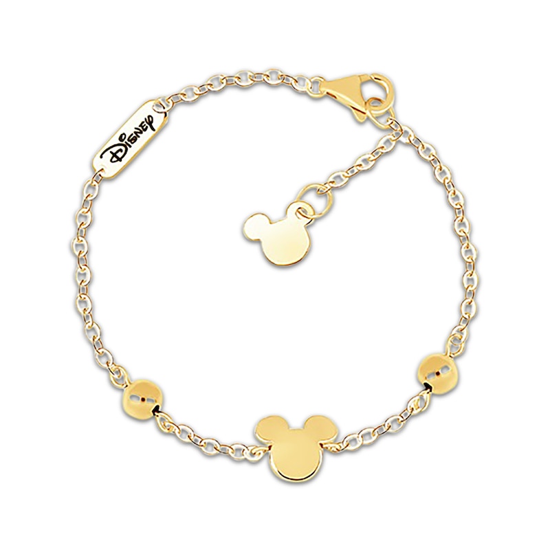 Main Image 1 of Children's Mickey Mouse Station Bracelet 14K Yellow Gold 6&quot;