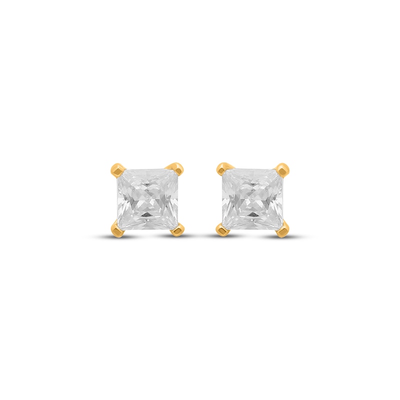 Main Image 2 of Lab-Grown Diamonds by KAY Princess-Cut Solitaire Stud Earrings 1/3 ct tw 10K Yellow Gold (I/SI2)