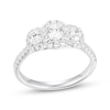 Thumbnail Image 1 of Oval-Cut Diamond Three-Stone Halo Engagement Ring 1 ct tw 18K White Gold