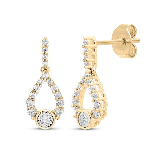 Milestones Diamond Teardrop Dangle Earrings 1/ ct tw 10K Gold