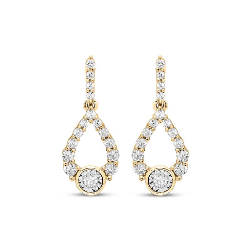 Main Image 2 of Milestones Diamond Teardrop Dangle Earrings 1/4 ct tw 10K Yellow Gold