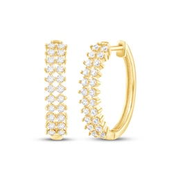 Diamond Two-Row Hoop Earrings 1/2 ct tw 10K Yellow Gold