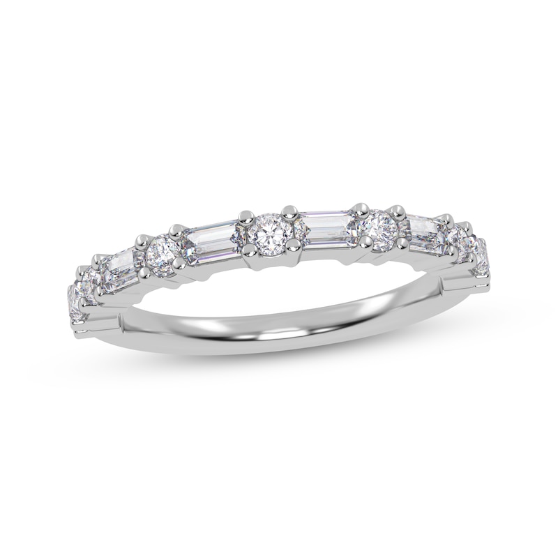 Main Image 1 of Baguette & Round-Cut Diamond Anniversary Ring 1/2 ct tw 14K White Gold