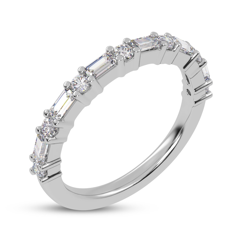 Main Image 2 of Baguette & Round-Cut Diamond Anniversary Ring 1/2 ct tw 14K White Gold