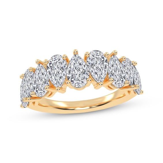 Adore Lab-Grown Diamonds Pear-Shaped Alternating Anniversary Ring 2 ct tw 14K Yellow Gold