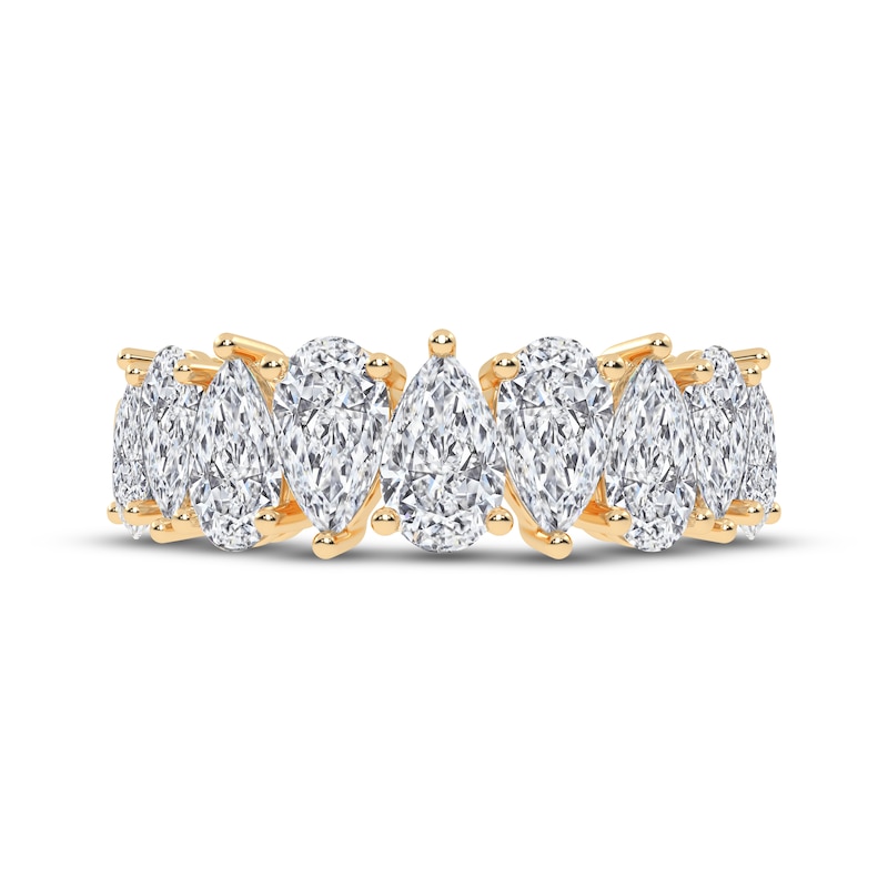 Main Image 3 of Lab-Grown Diamonds by KAY Pear-Shaped Alternating Anniversary Ring 2 ct tw 14K Yellow Gold