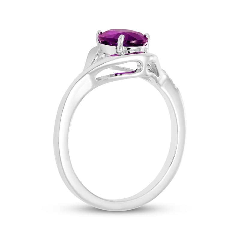 Main Image 2 of Oval-Cut Amethyst & White Lab-Created Sapphire Ring Sterling Silver