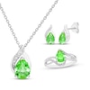 Thumbnail Image 1 of Pear-Shaped Peridot & White Lab-Created Sapphire Gift Set Sterling Silver