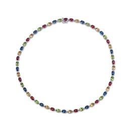 Oval-Cut Garnet, Peridot, London Blue Topaz, Citrine & White Sapphire Necklace Sterling Silver 20&quot;