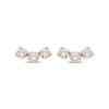 Thumbnail Image 2 of Memories Moments Magic Diamond Three-Stone Curved Stud Earrings 1/2 ct tw 10K Rose Gold