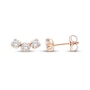 Thumbnail Image 3 of Memories Moments Magic Diamond Three-Stone Curved Stud Earrings 1/2 ct tw 10K Rose Gold