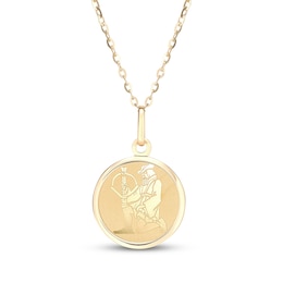 Zodiac Sagittarius Medallion Necklace 14K Yellow Gold 18&quot;