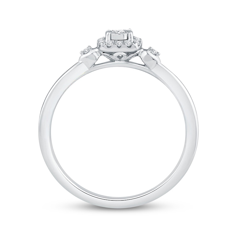 Main Image 3 of Diamond Cushion Halo Promise Ring 1/8 ct tw Sterling Silver