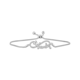 Heart-Shaped White Lab-Created Sapphire Infinity &quot;Family&quot; Bolo Bracelet Sterling Silver