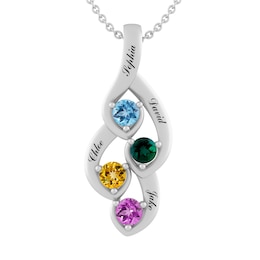 Birthstone Family & Mother's Necklace (1-4 Stones and Lines)