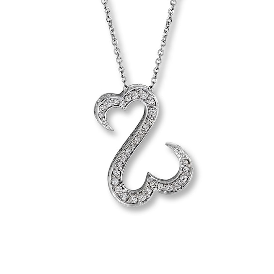 Diamond Necklace 1/4 ct tw 10K White Gold 18"
