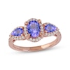 Thumbnail Image 0 of Oval & Pear-Shaped Tanzanite Ring 1/5 ct tw Diamonds 10K Rose Gold
