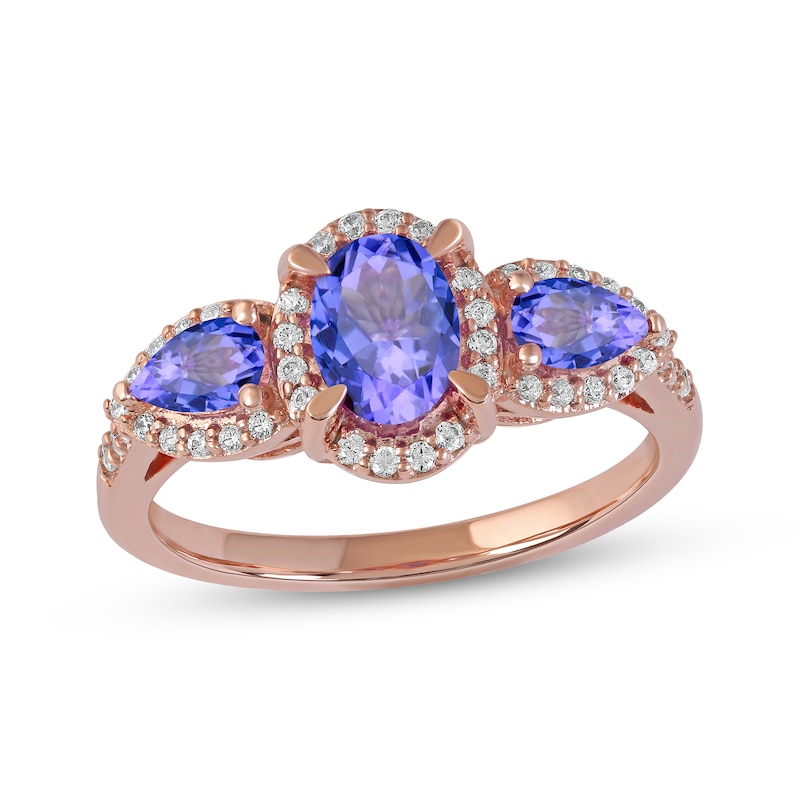 Oval & Pear-Shaped Tanzanite Ring 1/5 ct tw Diamonds 10K Rose Gold